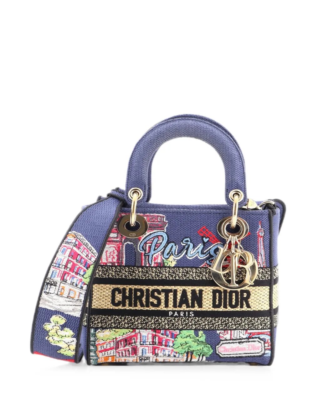Lady D-Lite Bag Embroidered Raffia Medium satchel