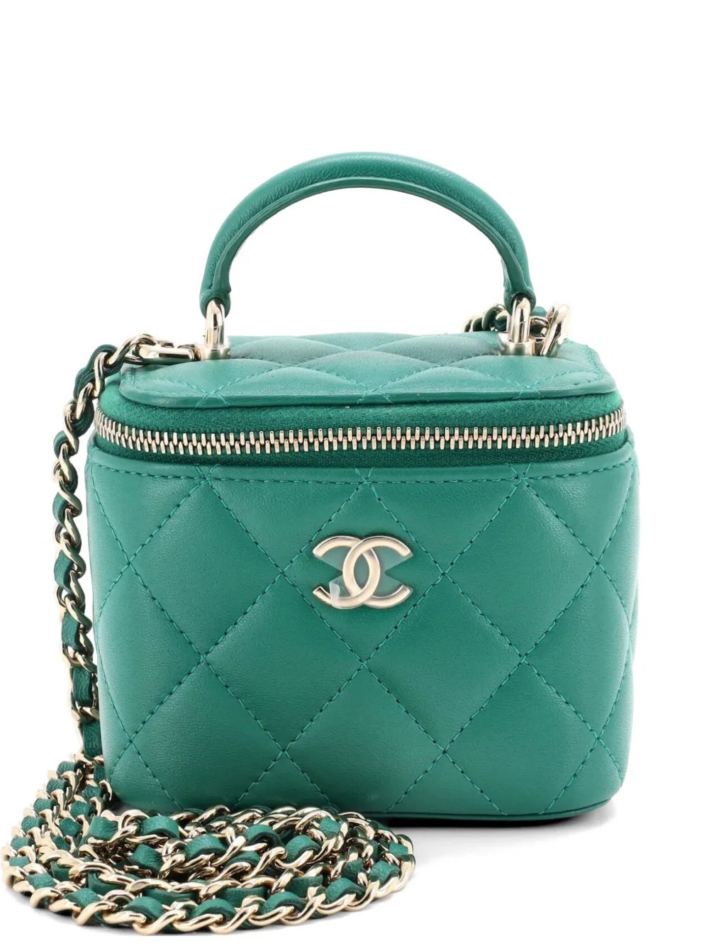 Classic Top Handle Vanity Case with Chain Quilted Lambskin Mini crossbody bag