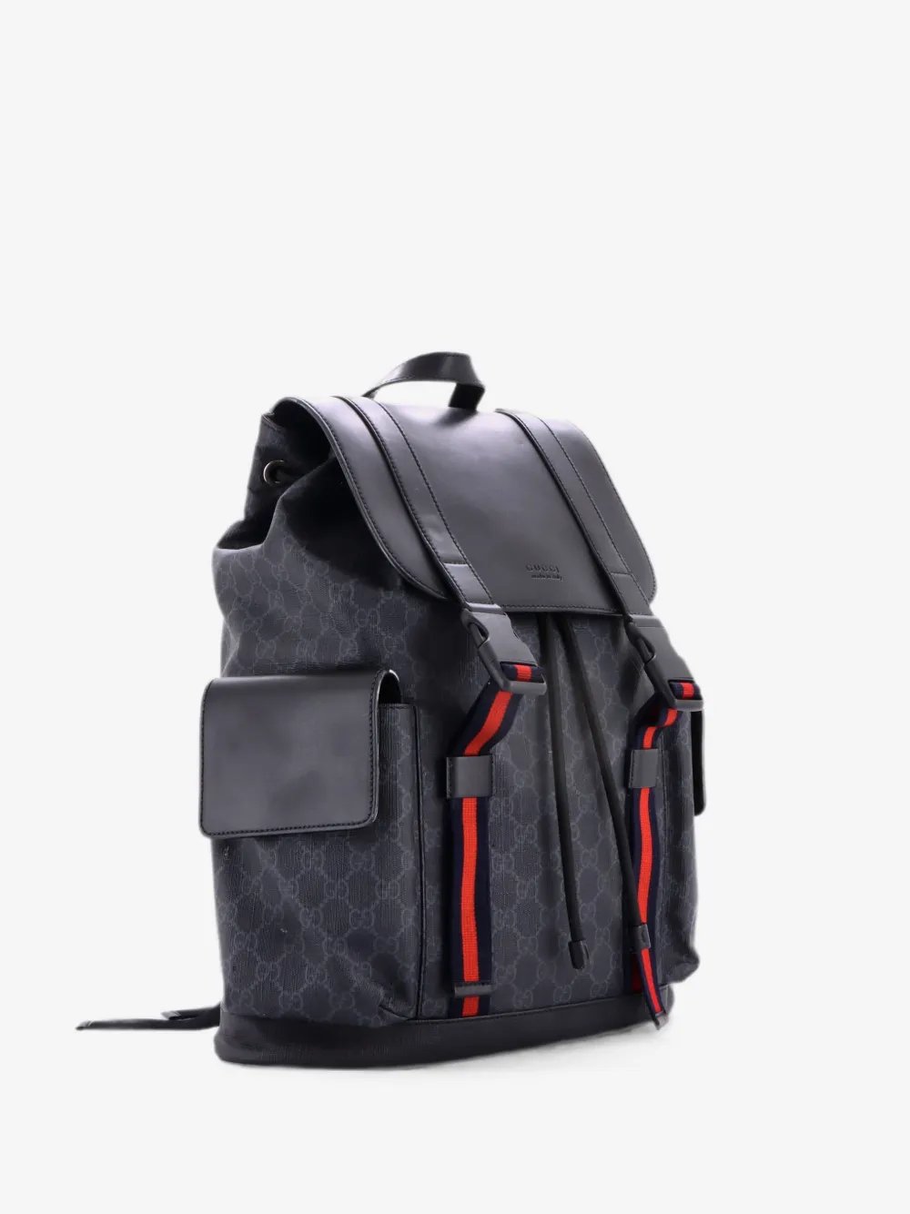 Double Pocket Buckle GG Coated Canvas Large backpack