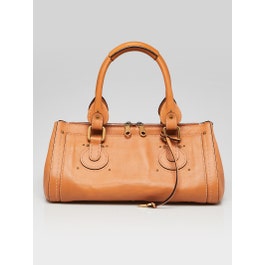 Chloe Chloe Caramel Aurore Calfskin Leather Padlock Satchel Bag