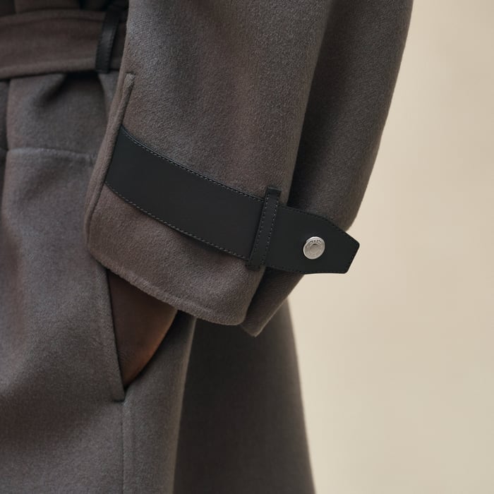 Gris Fumé Short Mixed Leather Cashmere Coat