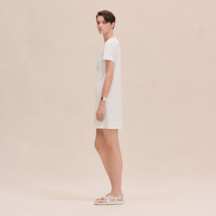 Blanc Embroidered Pocket Dress