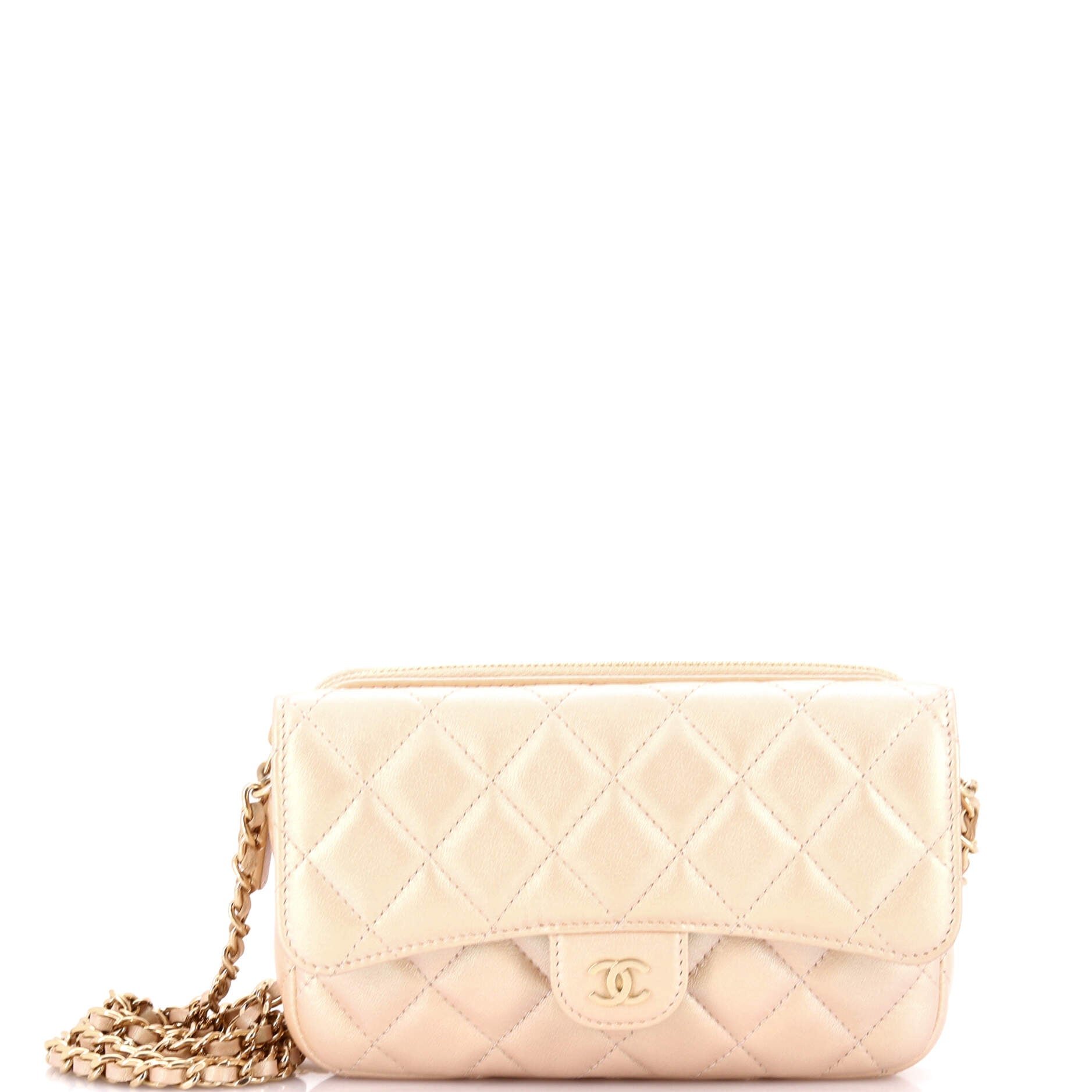 Classic Flap Phone Holder with Chain Quilted Lambskin