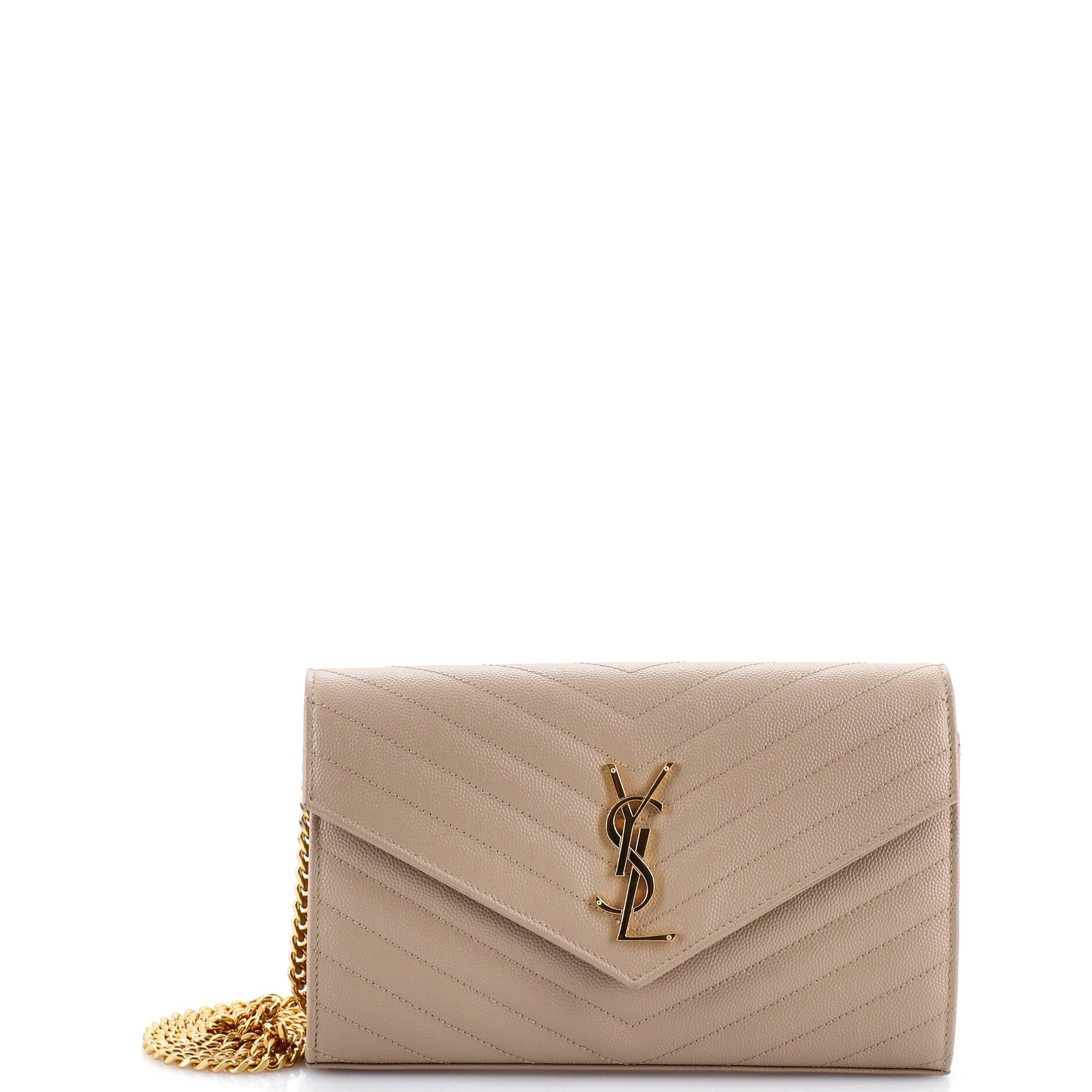 Classic Monogram Wallet on Chain Matelasse Chevron Leather Medium