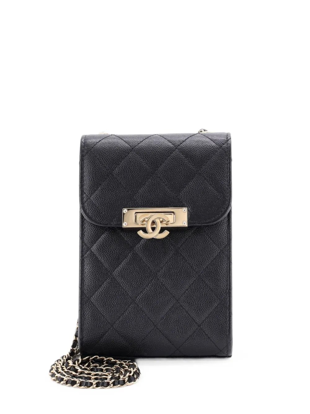 Golden Class Phone Holder Quilted Caviar crossbody bag