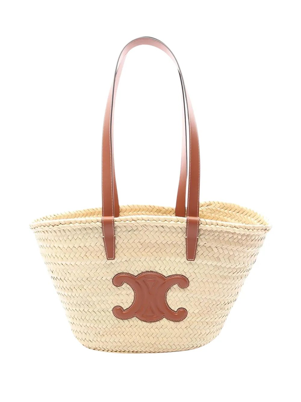 2021-2026 Medium Raffia Cuir Triomphe Classic Panier tote bag