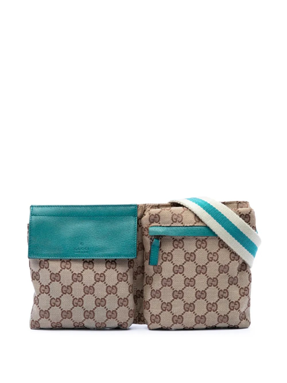 2000-2015 GG Canvas Web Double Pocket belt bag