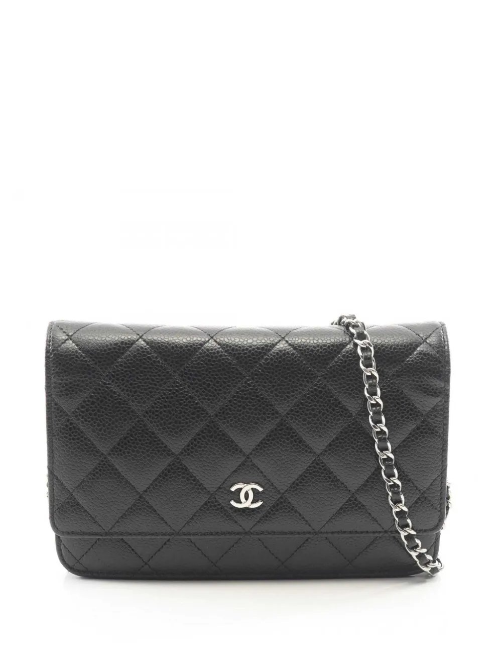 2018 CC Quilted Caviar Wallet on Chain crossbody bag