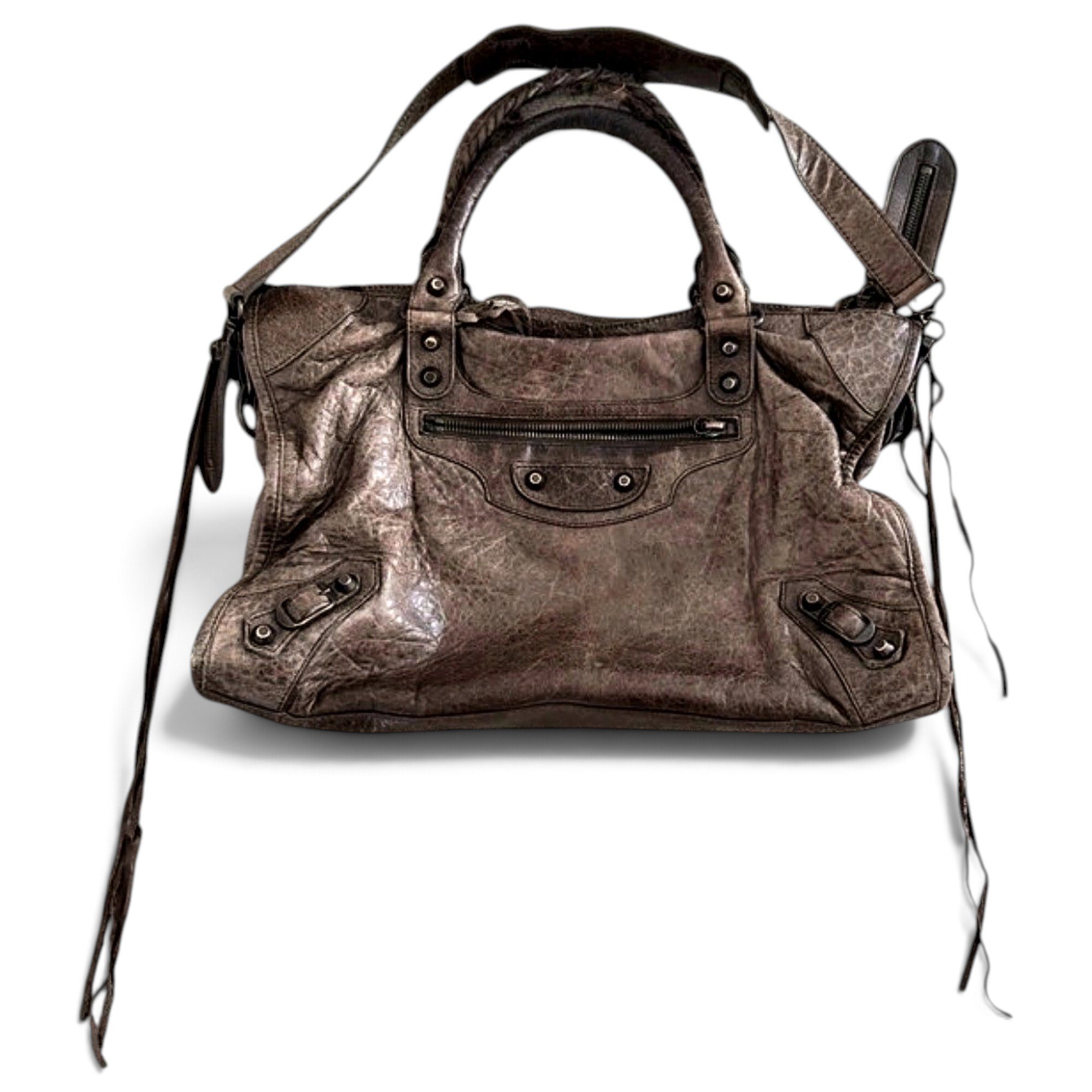 City leather handbag