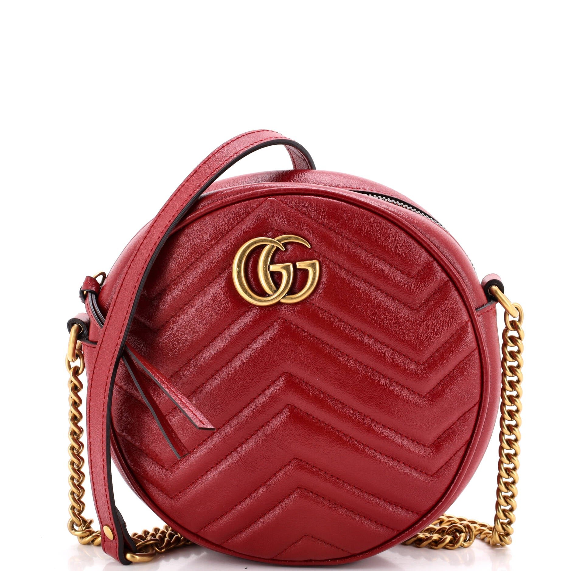GG Marmont Round Shoulder Bag Matelasse Leather Mini