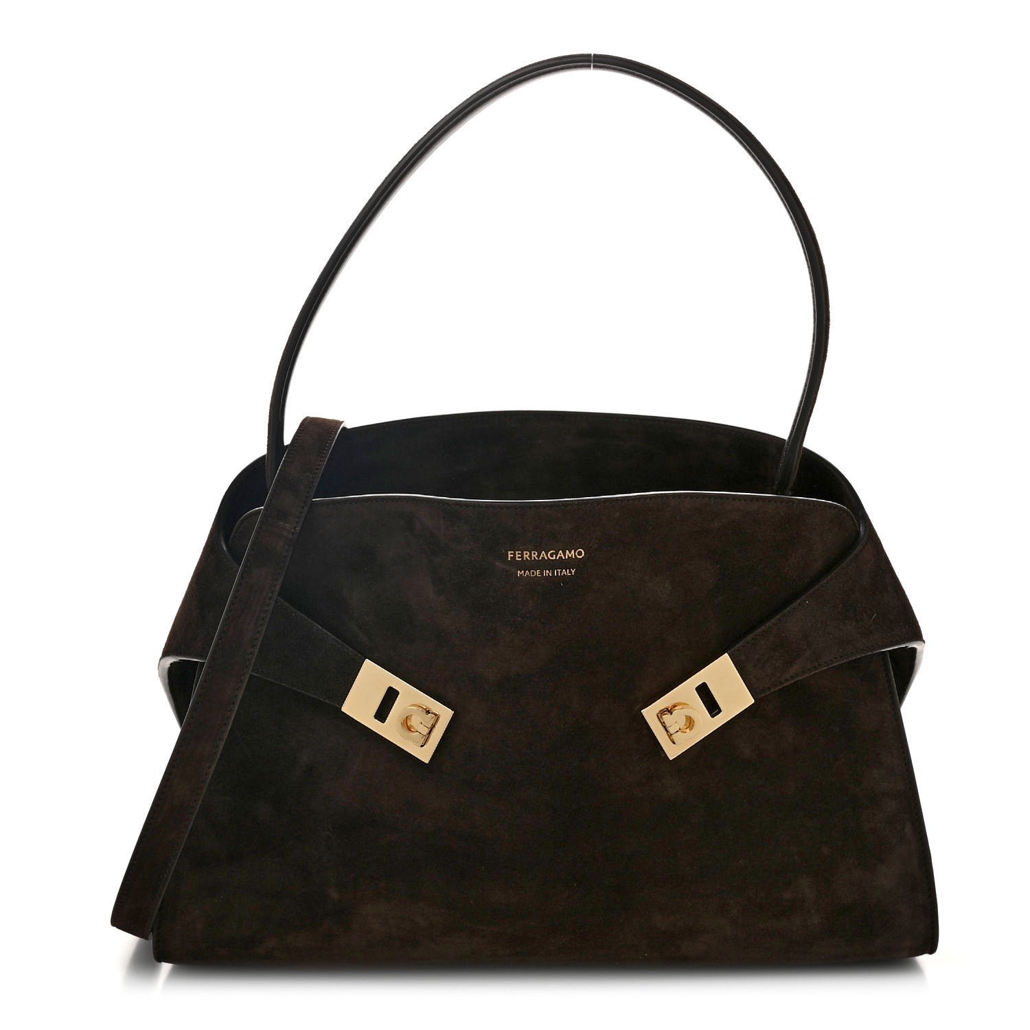 Salvatore Ferragamo Suede Medium Hug Soft Shoulder Bag Testa Di Moro