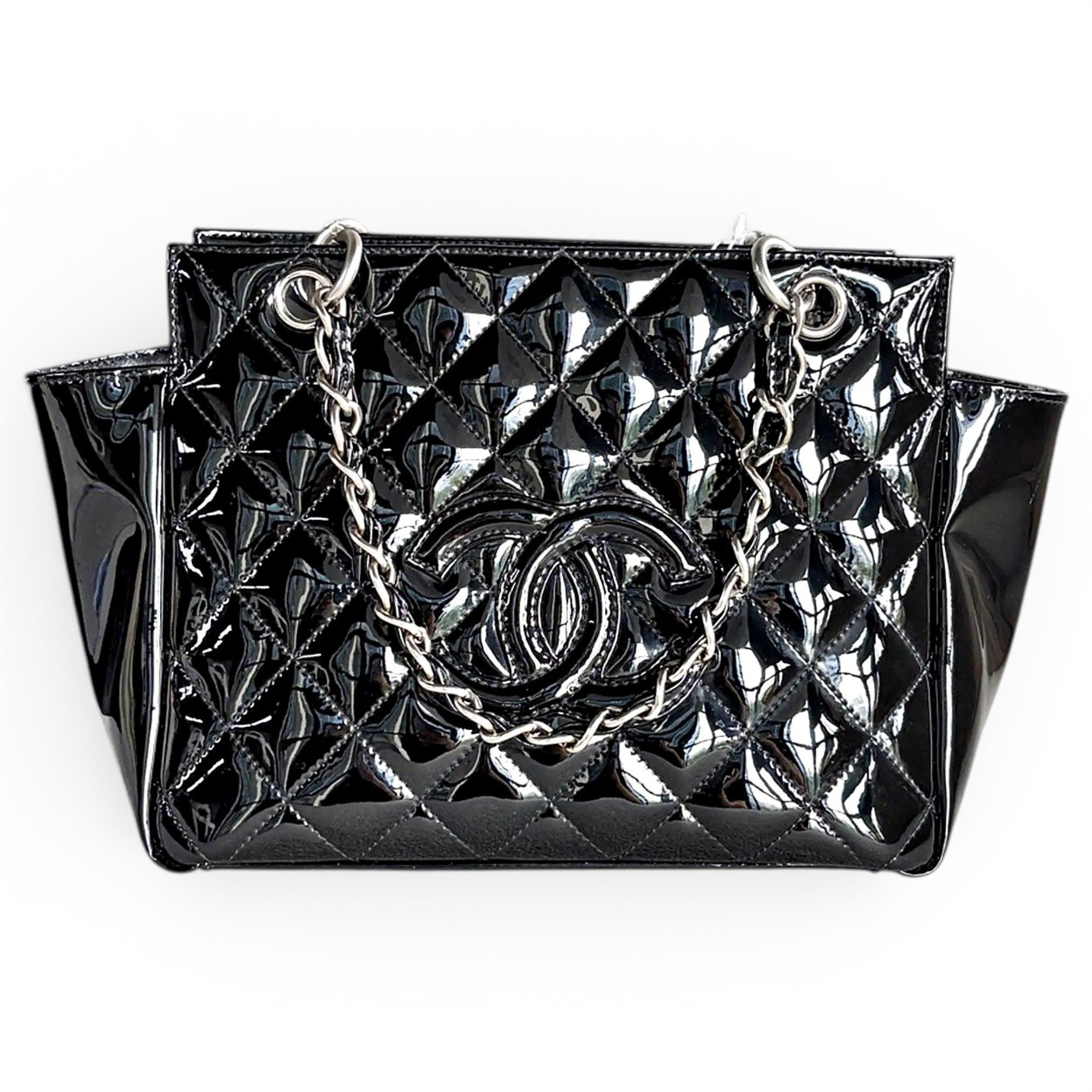 Grand shopping patent leather handbag