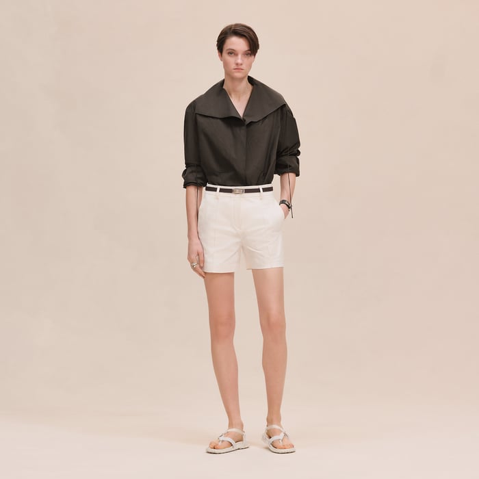 Blanc Naturel Double Cotton Twill Shorts