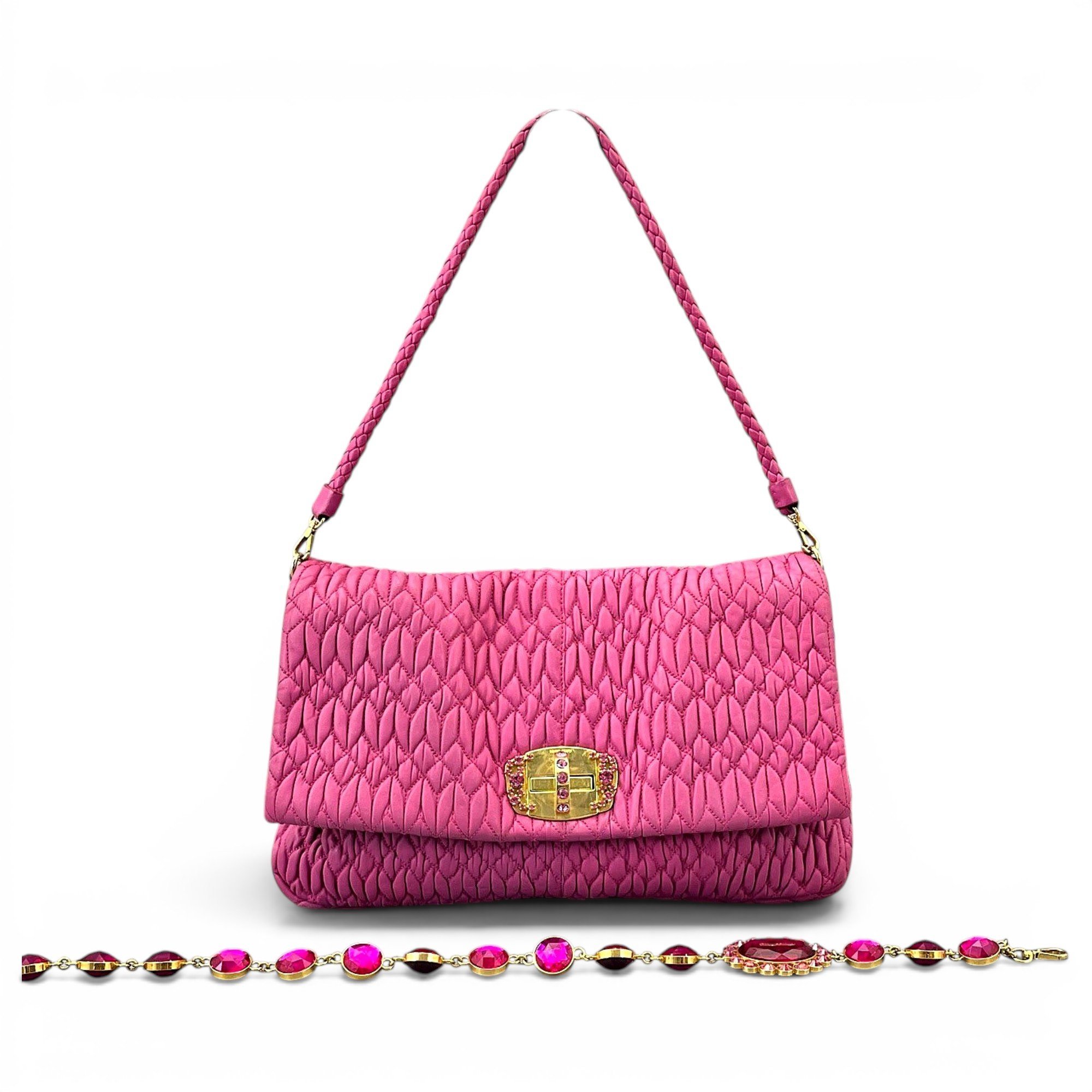 Miu Crystal leather handbag