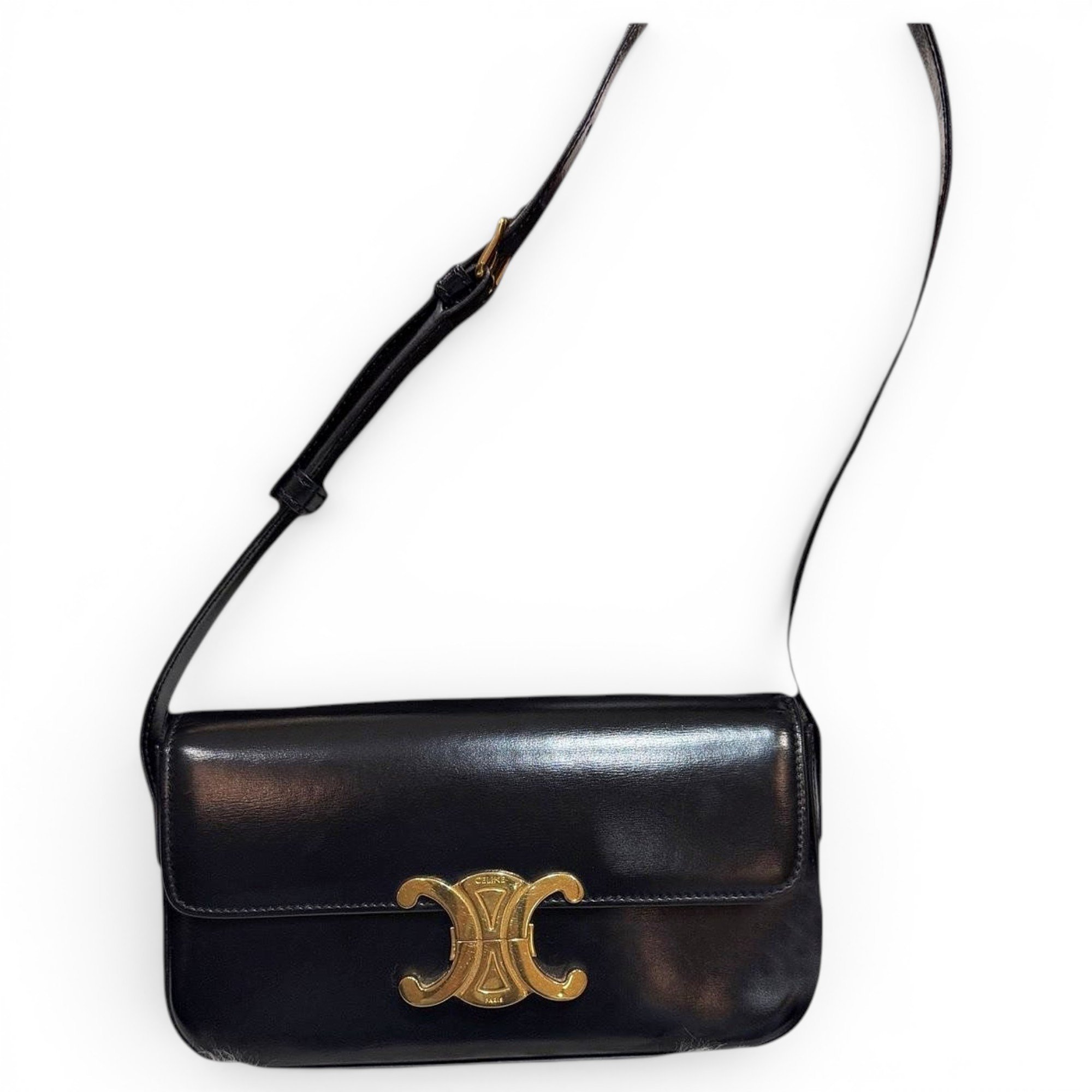 Triomphe chain leather handbag