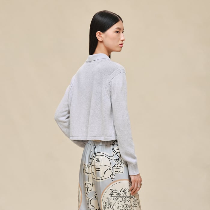 Gris Pervenche Short Shirt Cardigan