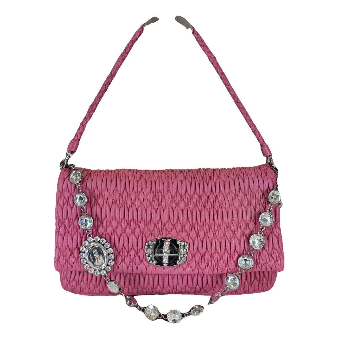 Miu Crystal leather handbag