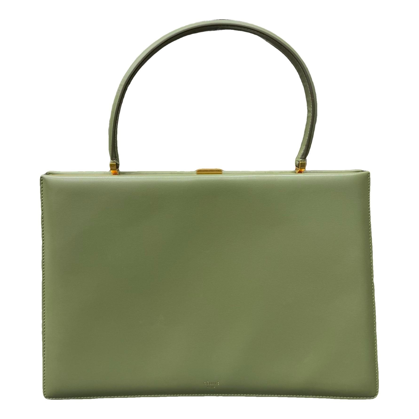 Clasp leather handbag