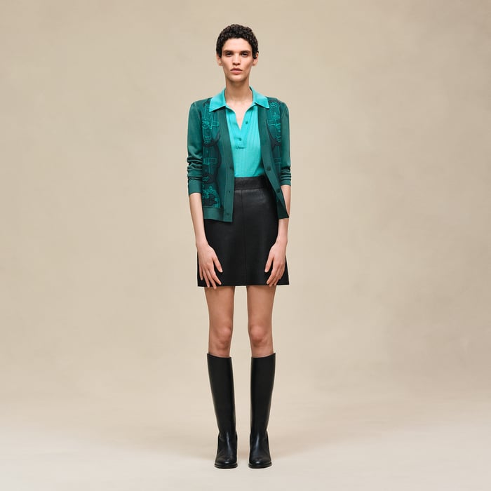 Vert Pin "Ferronnerie Remix" Long-sleeve Twillaine Cardigan