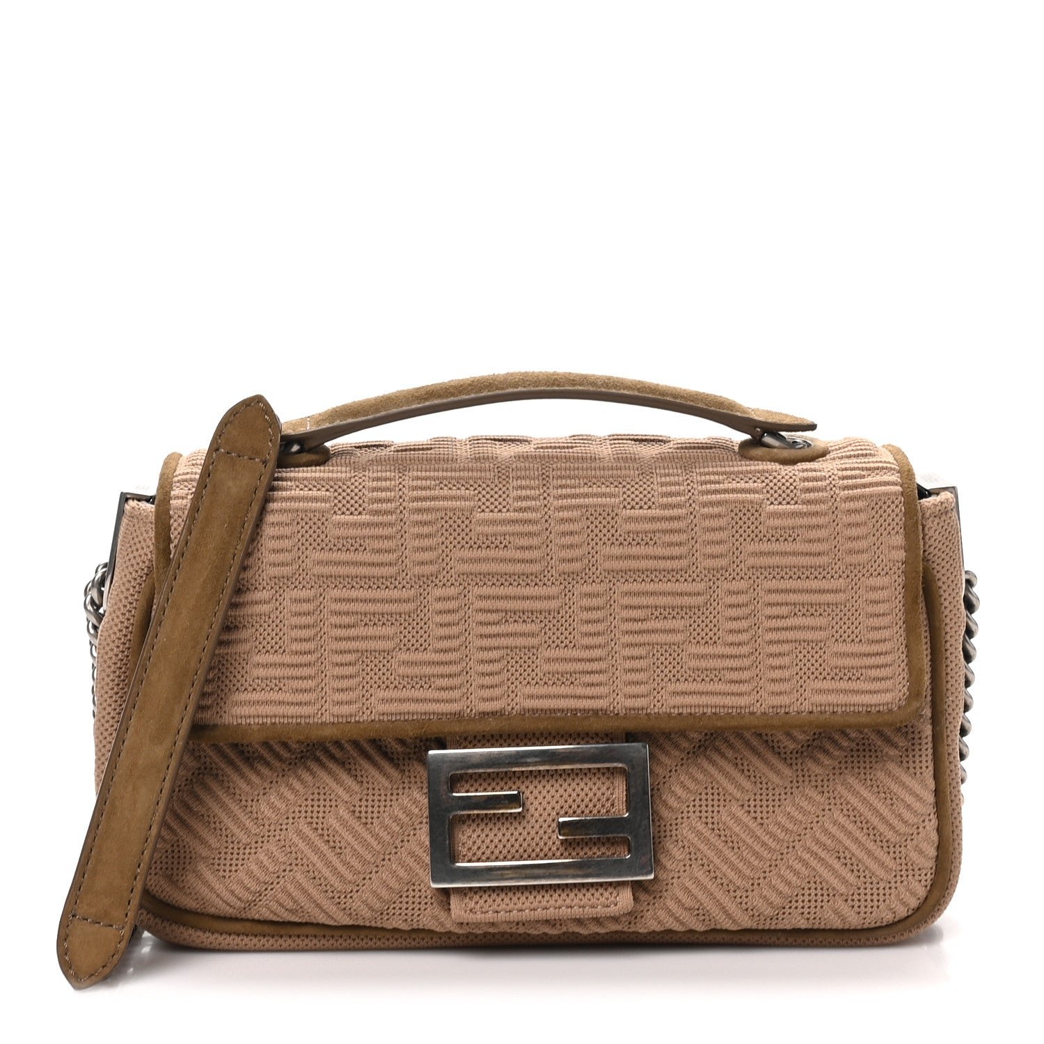Fendi Technical Fabric FF Midi Chain Baguette Sand