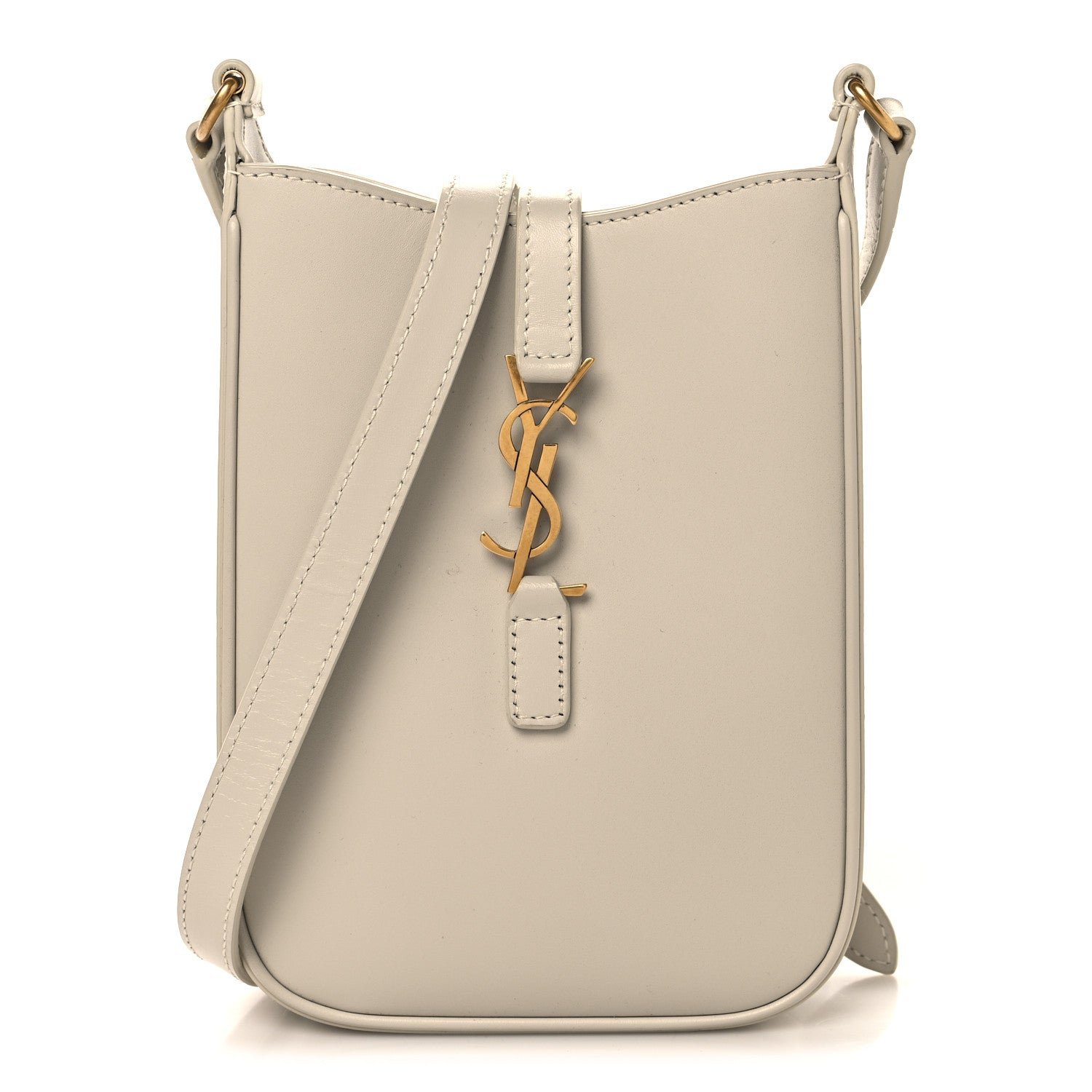 Saint Laurent Smooth Calfskin Le 5 A 7 Vertical Hobo Crema Soft