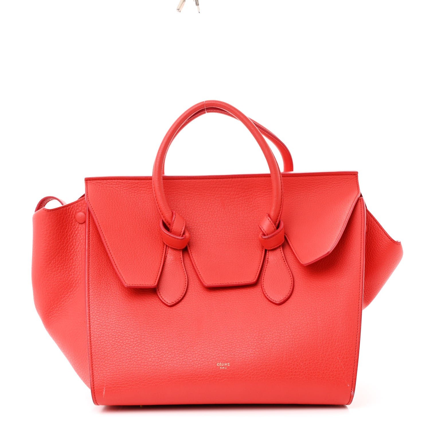 Celine Crisped Calfskin Small Tie Knot Tote Vermillion