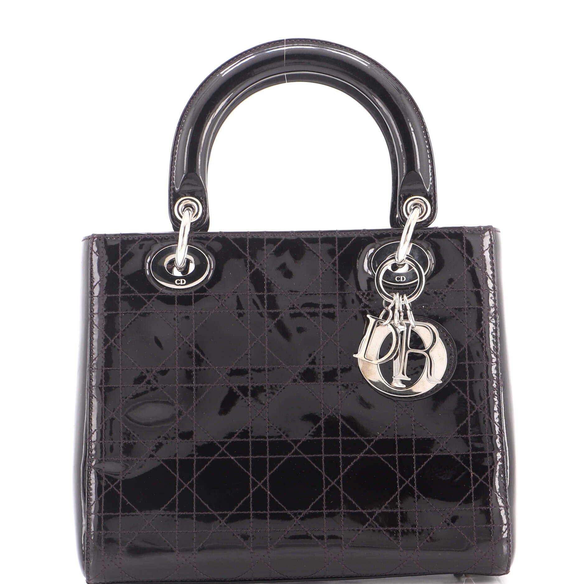 Lady Dior Bag Cannage Stitch Patent Medium