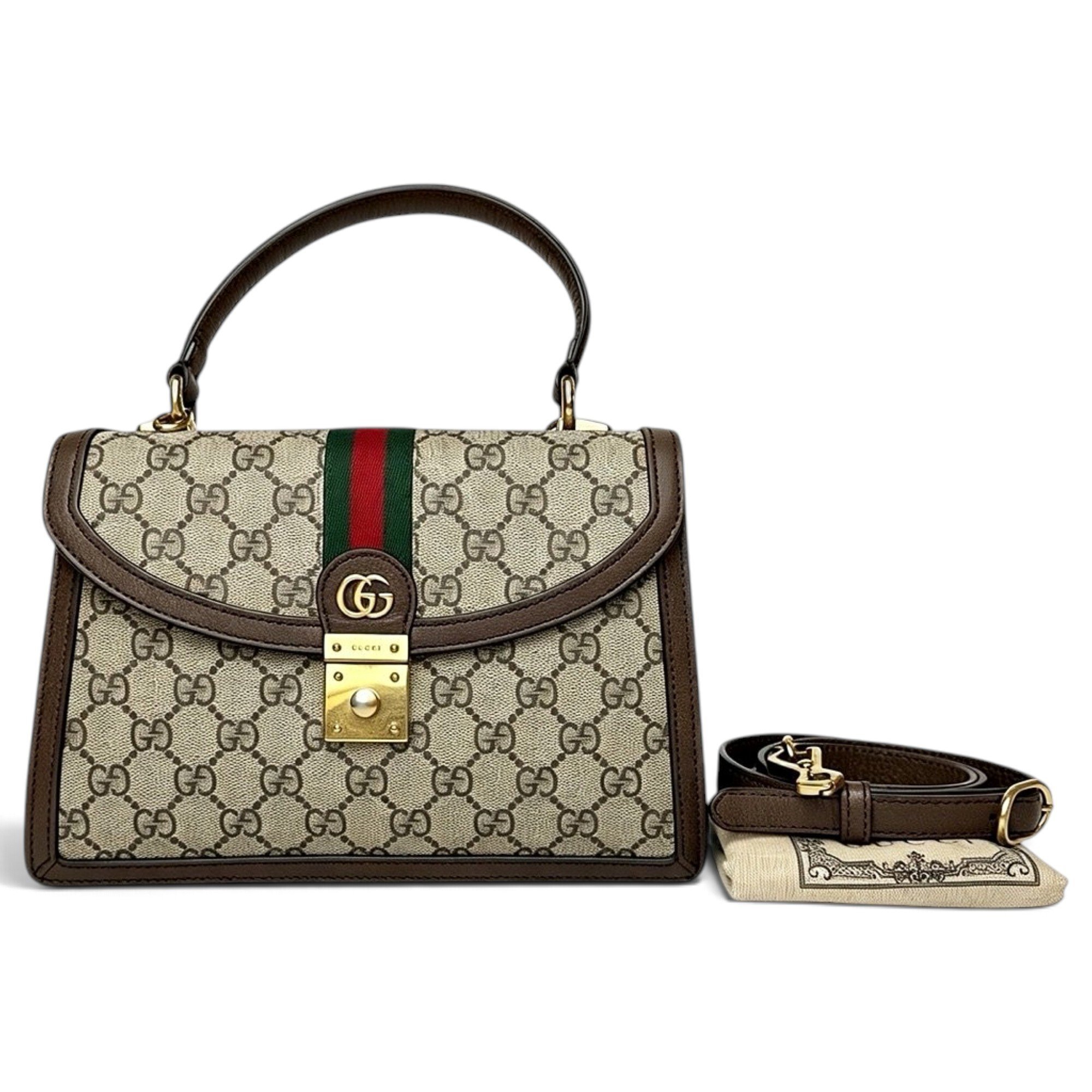 Ophidia Flap Top Handle leather handbag