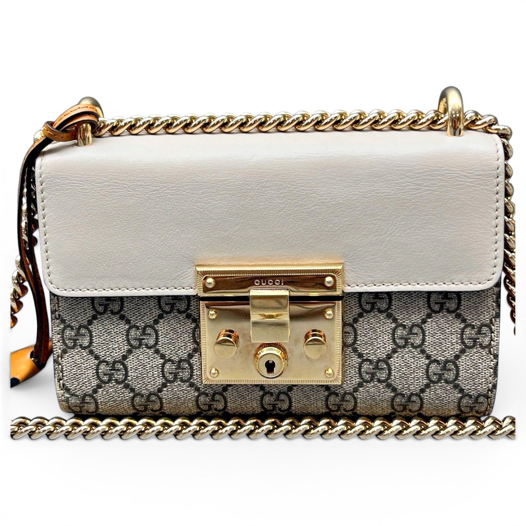 Padlock leather handbag