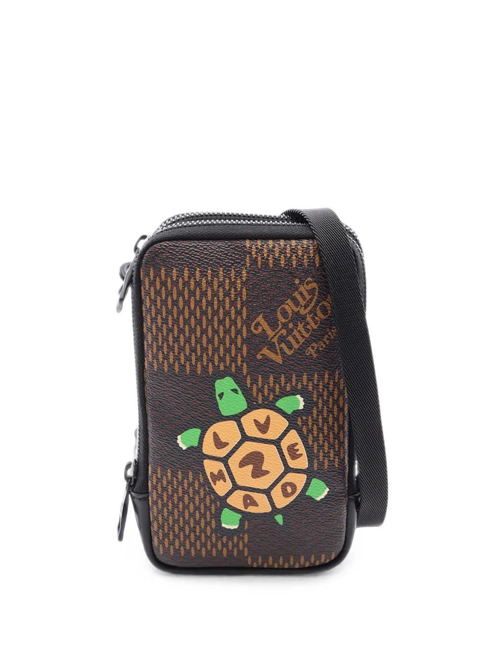 2010-2026 Nigo Giant Damier Ebene Tortoise Double Phone Pouch crossbody bag