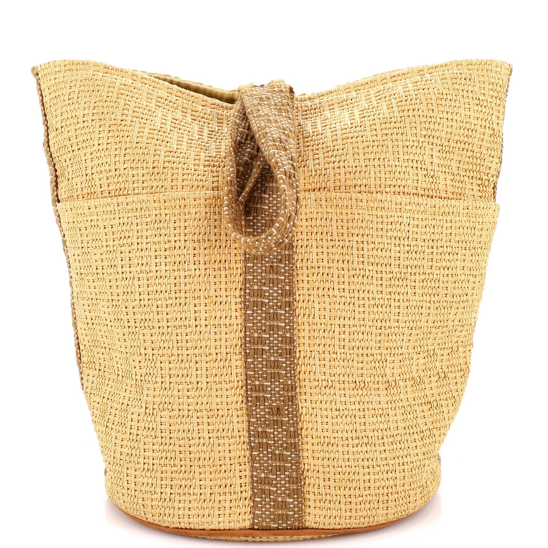 Hermes Saxo Handbag Woven Straw GM