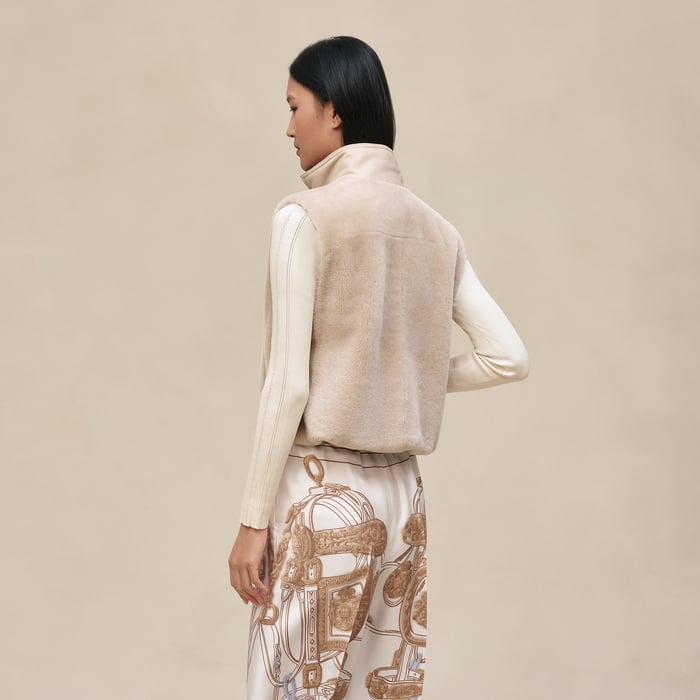 Beige Glaise Sleeveless Short Vest