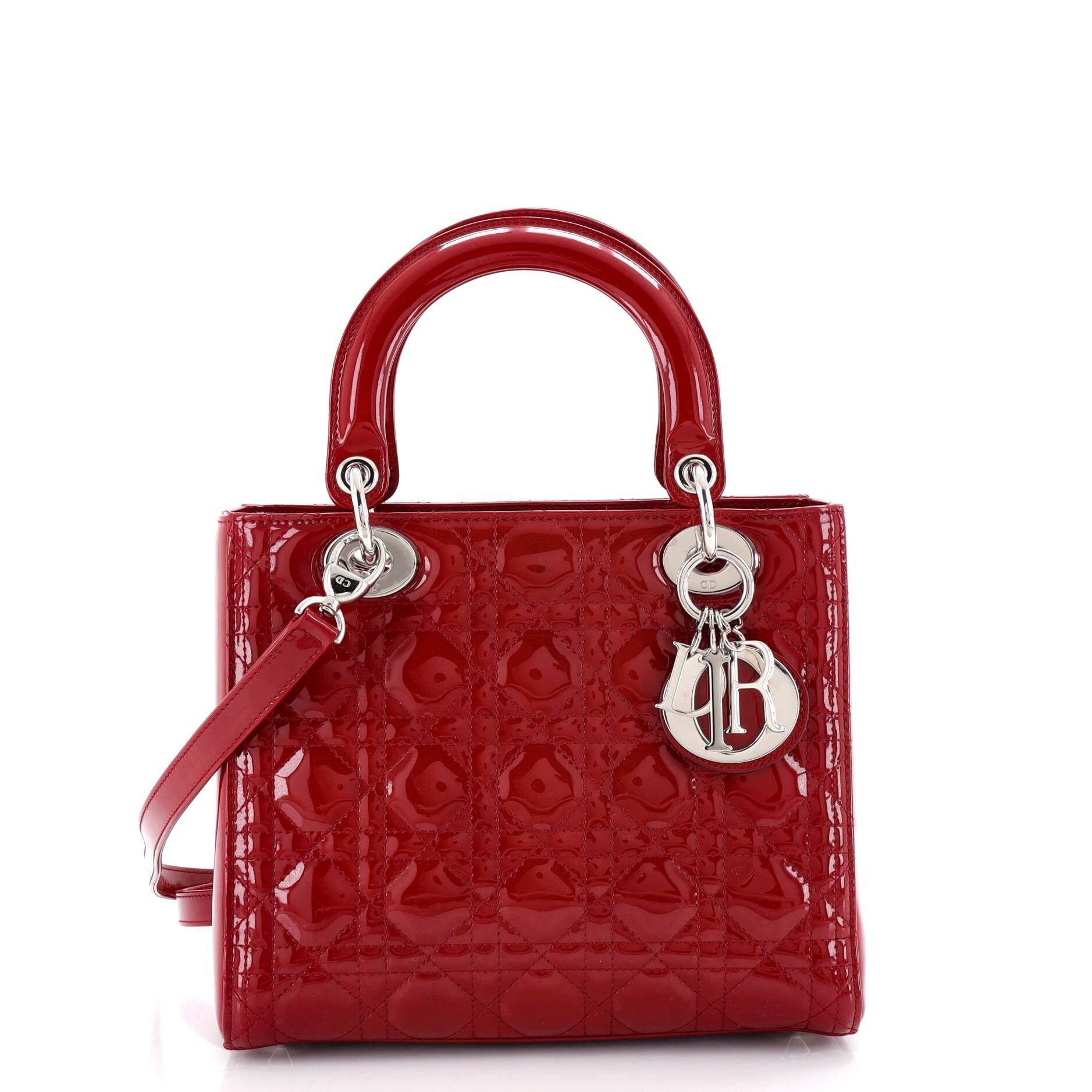 Dior Lady Dior Bag Cannage Quilt Patent Medium