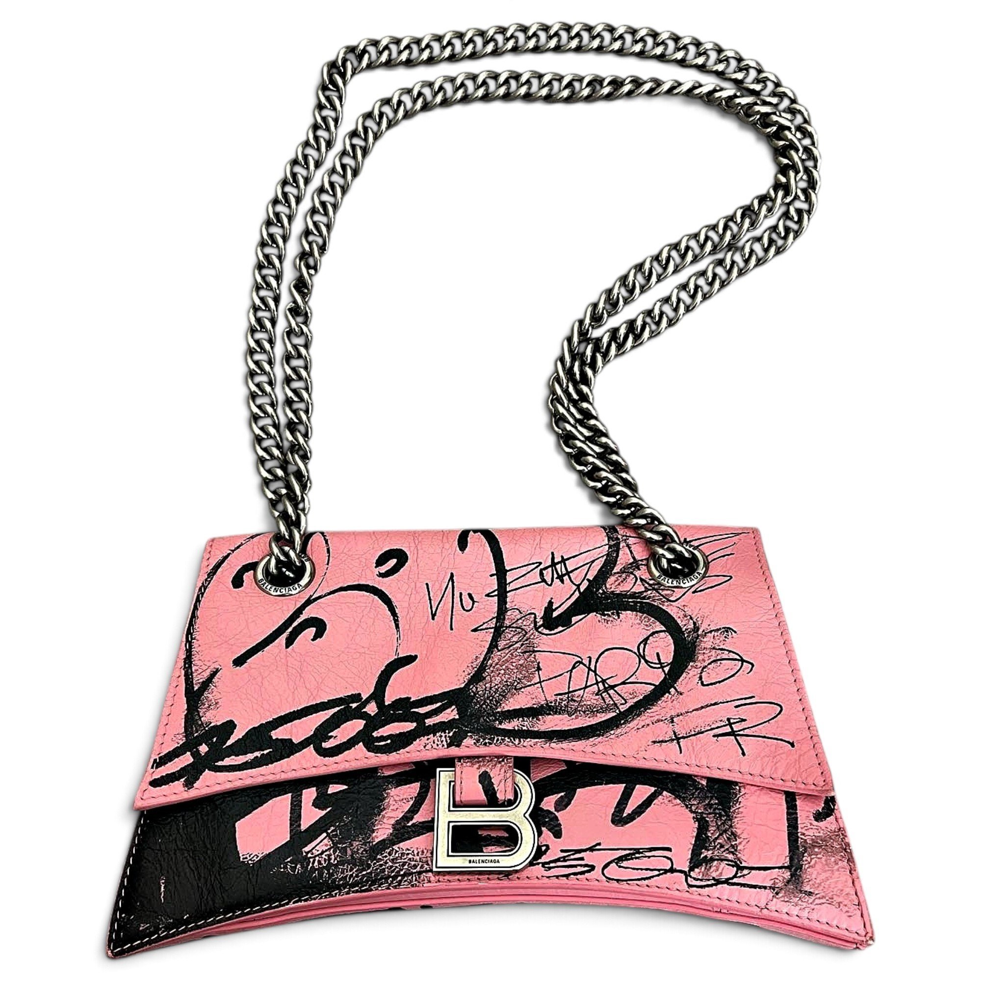 Hourglass leather handbag