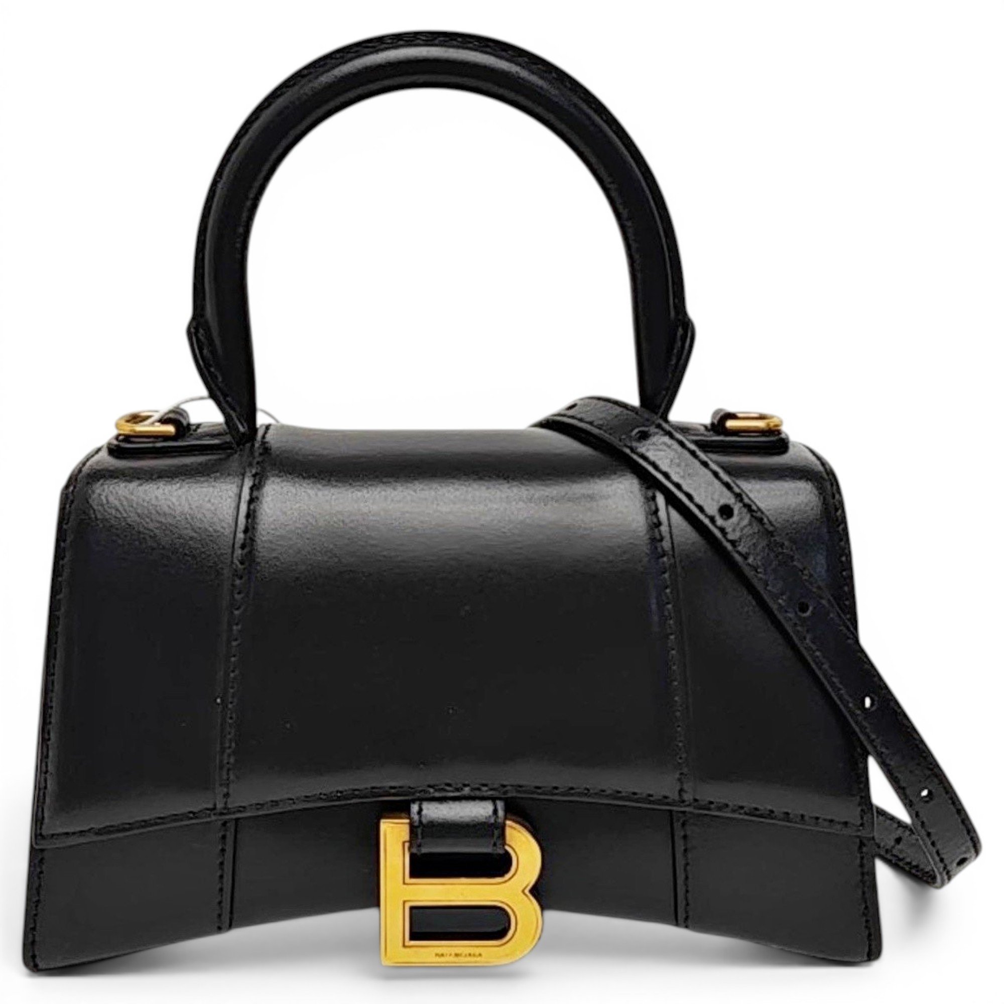 Hourglass leather handbag
