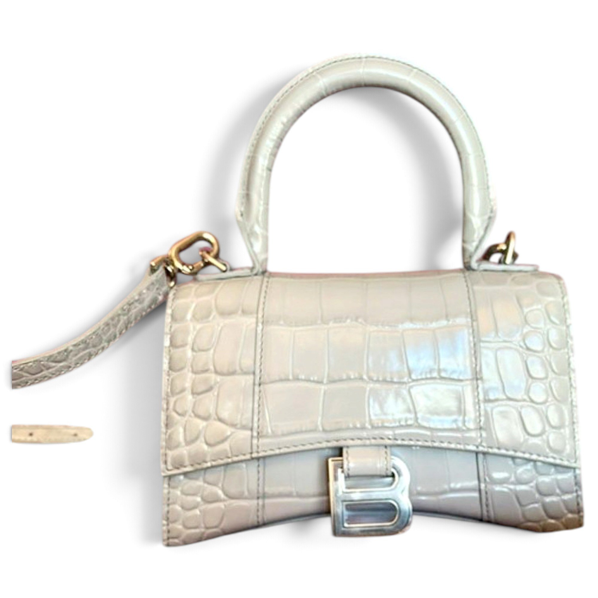 Hourglass leather handbag