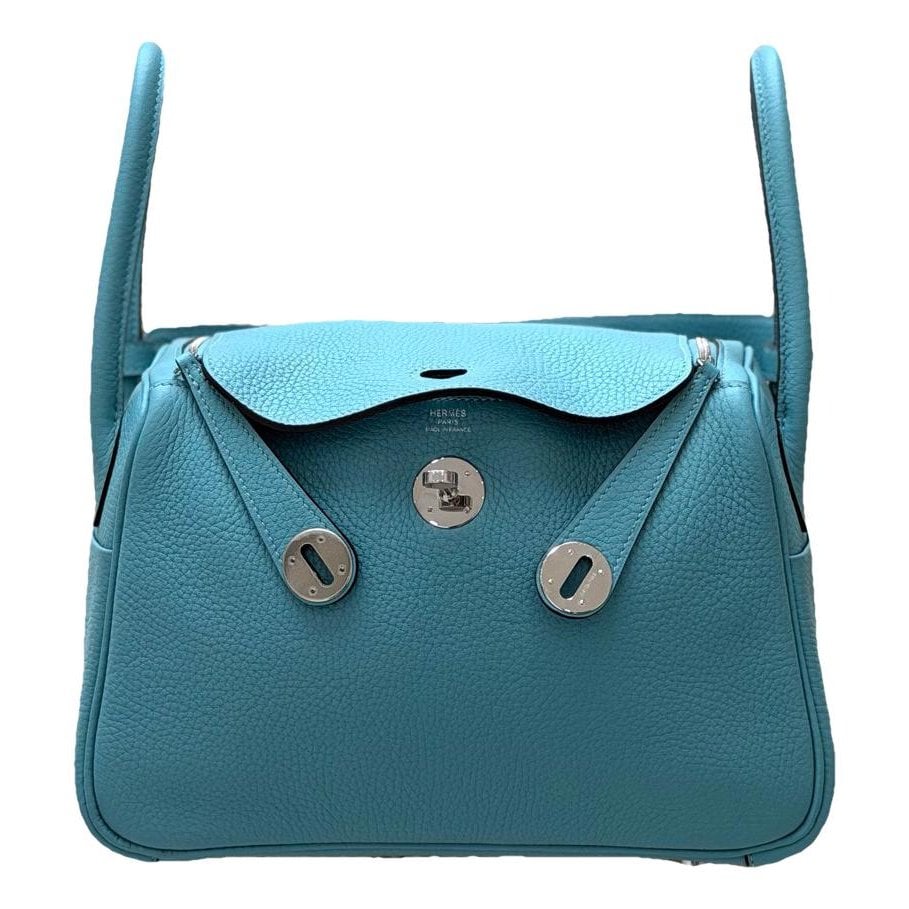 Hermes Lindy Handbag Blue Atoll Clemence Leather