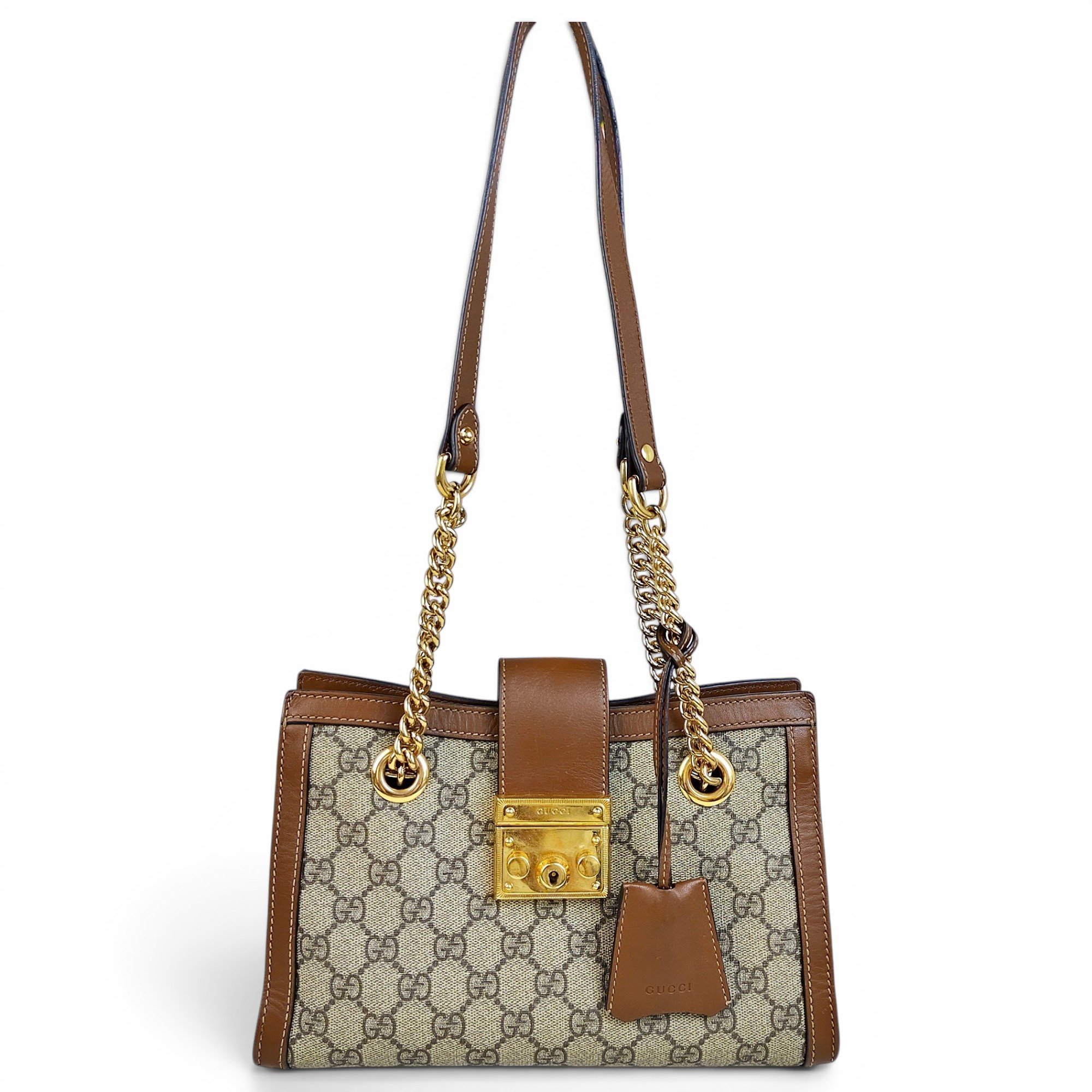 Padlock leather handbag