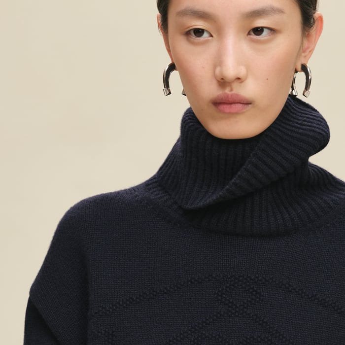 Bleu Noir Cashmere "H Lift" Long-sleeve Sweater