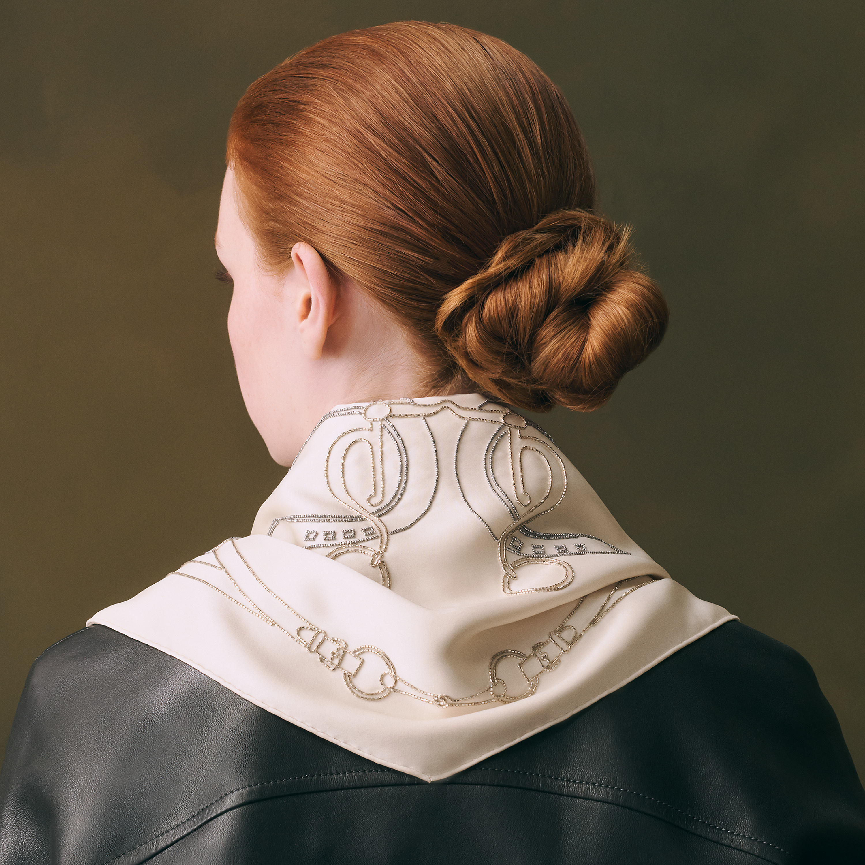 Exceptional embroidered double-faced losange