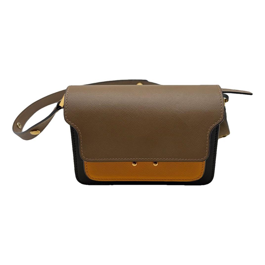 Trunk leather crossbody bag