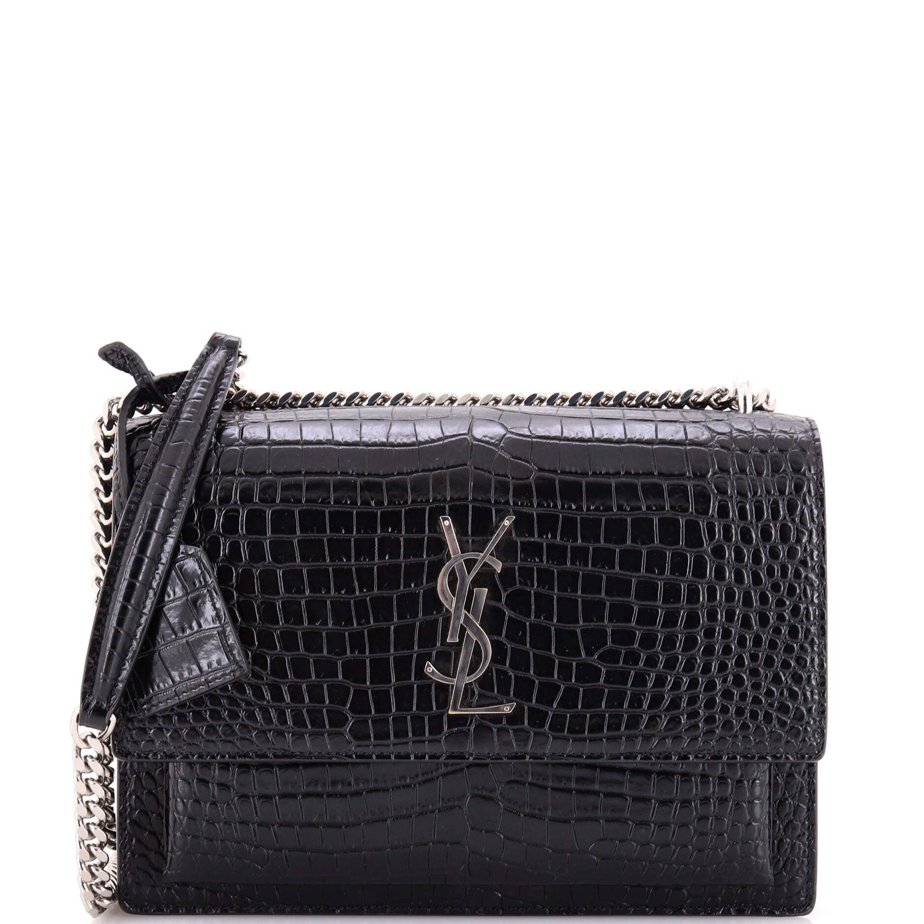 Sunset Crossbody Bag Crocodile Embossed Leather Medium