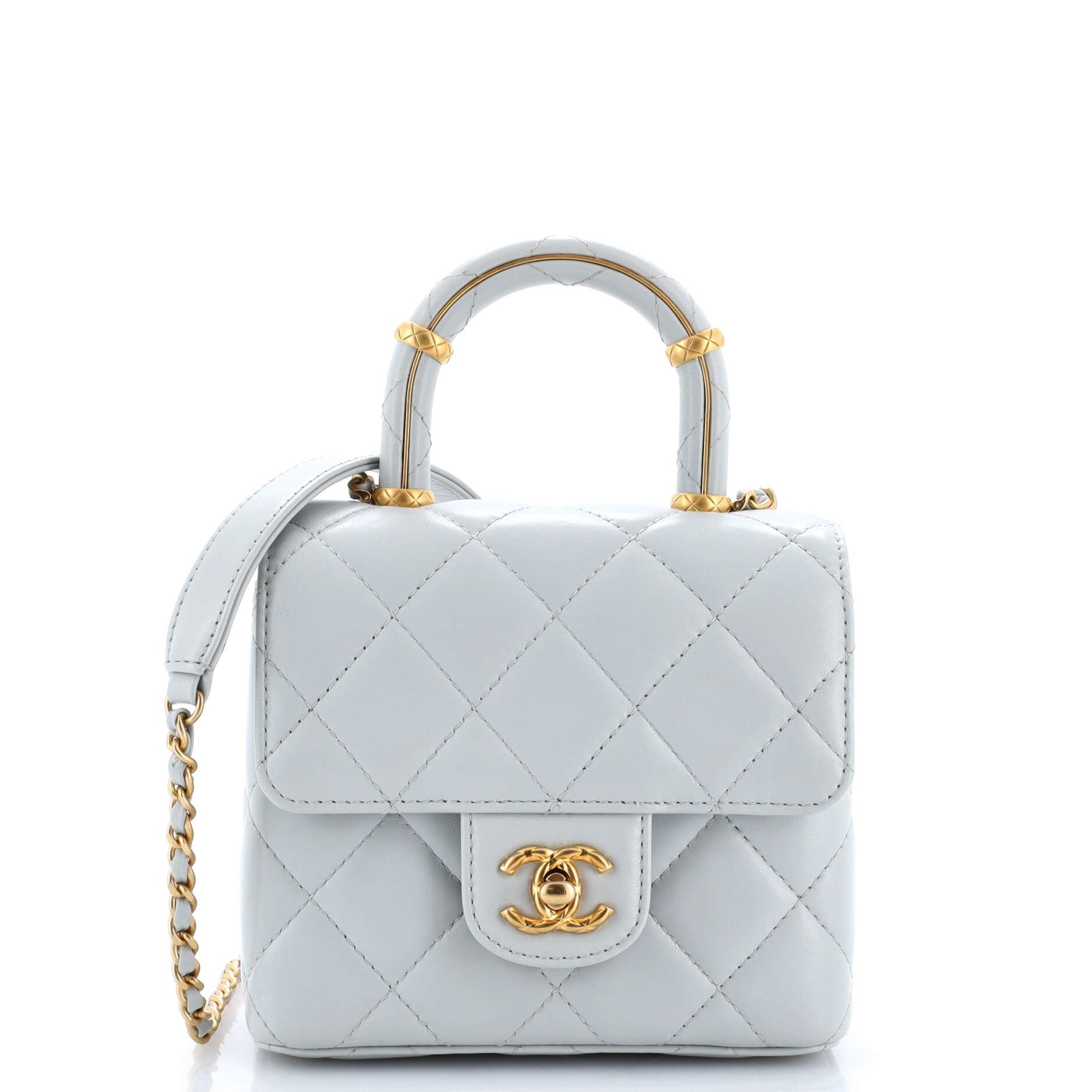 Chanel Crush Top Handle Flap Bag Quilted Lambskin Mini