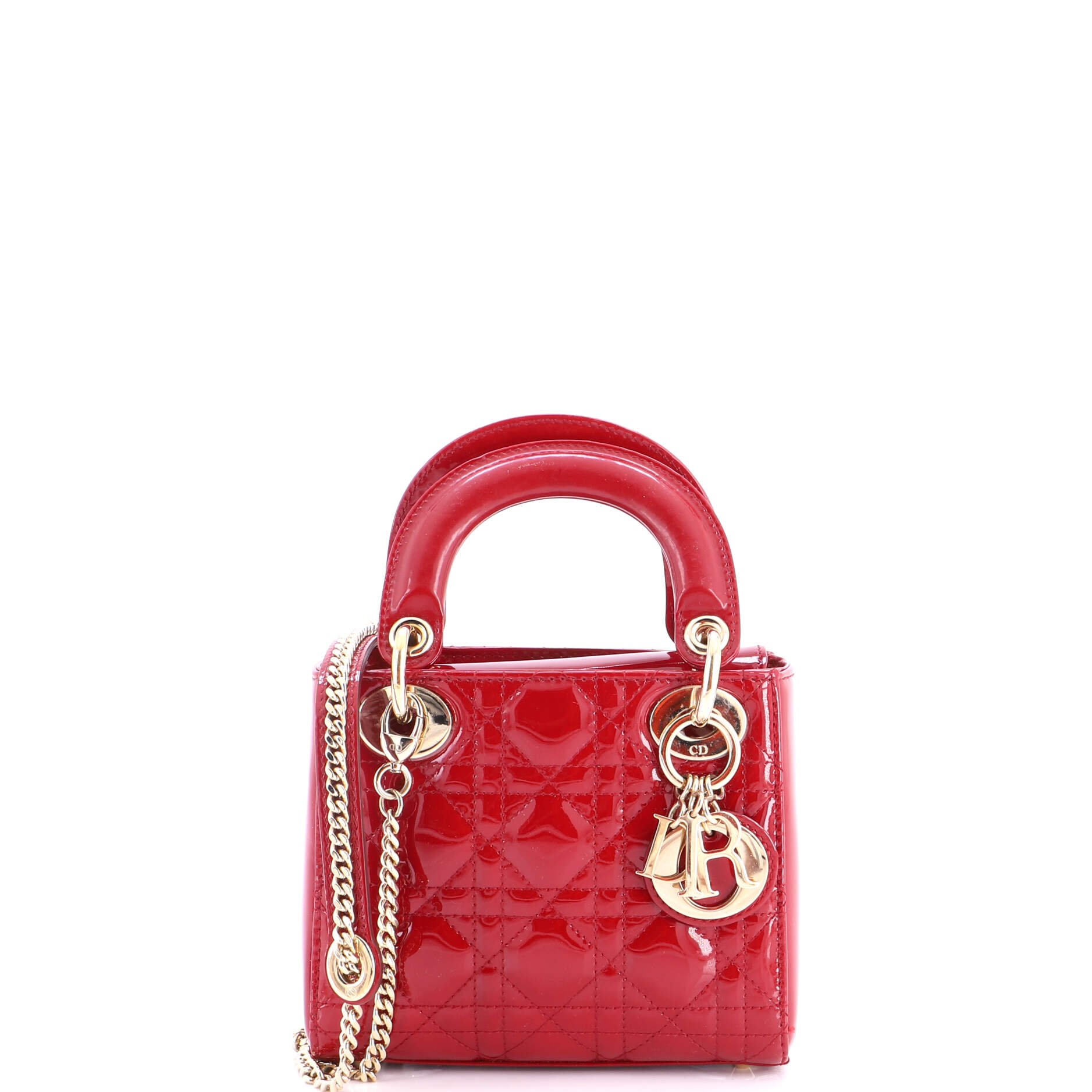 Lady Dior Chain Bag Cannage Quilt Patent Mini