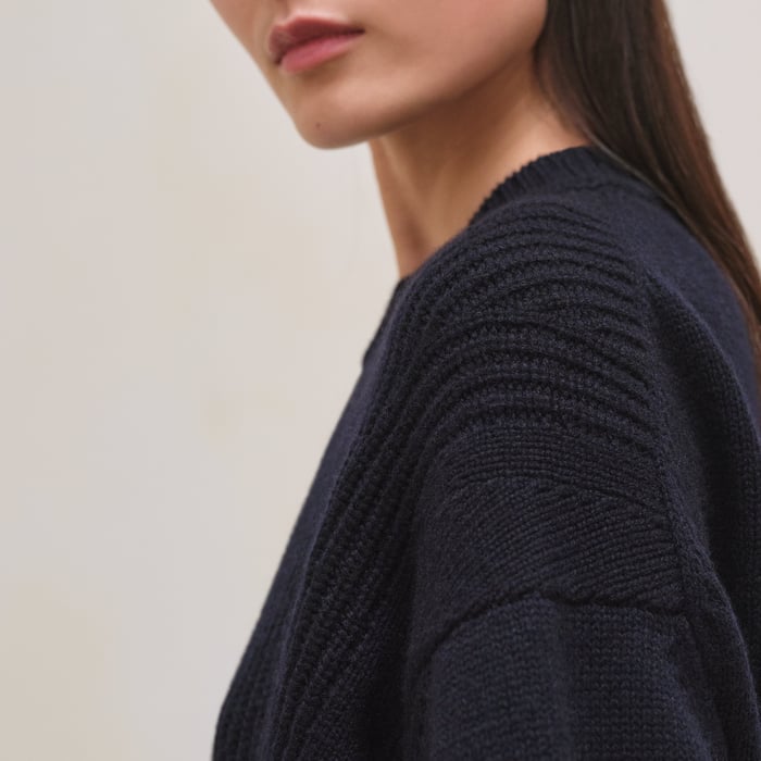 Bleu Noir Cashmere Long-sleeve Sweater