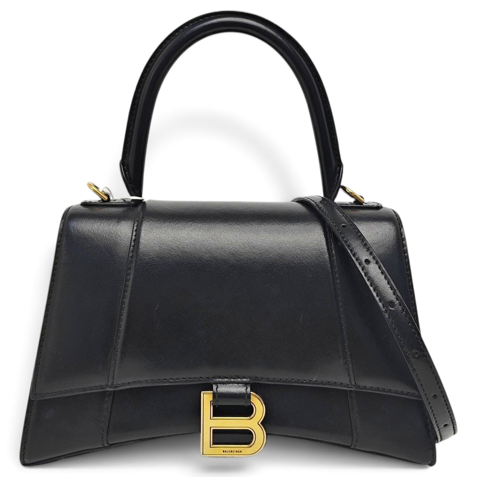 Hourglass leather handbag