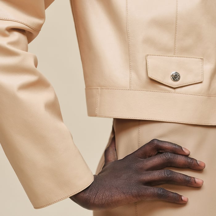 Beige Cajou Biker Jacket