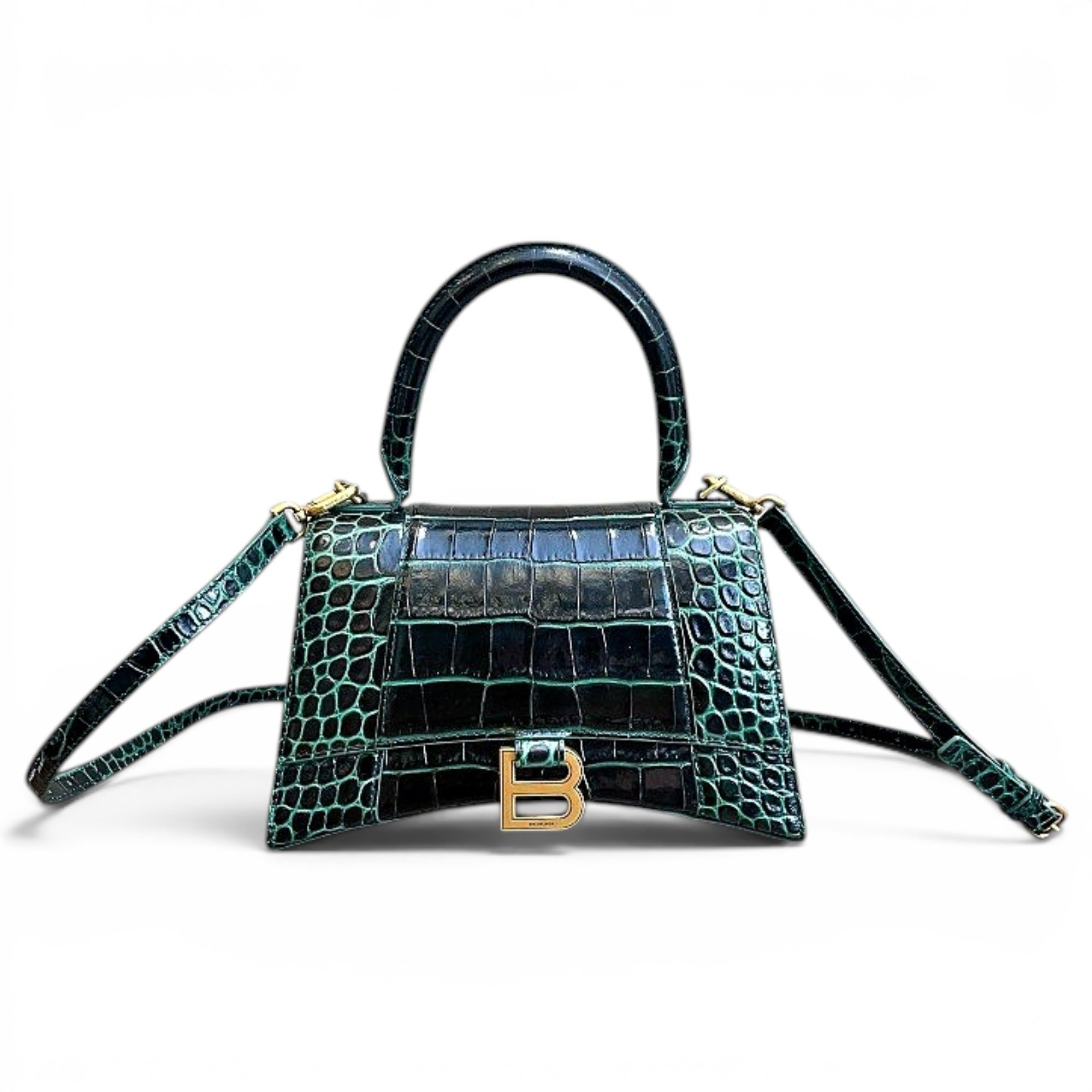 Hourglass leather handbag