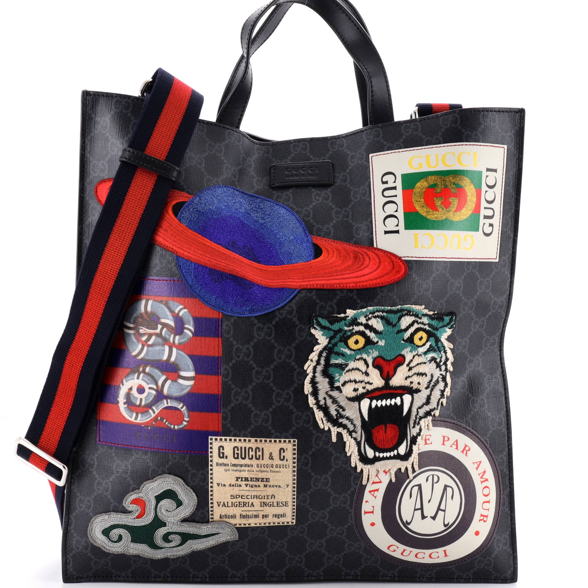 Courrier Convertible Soft Open Tote GG Coated Canvas with Applique North South