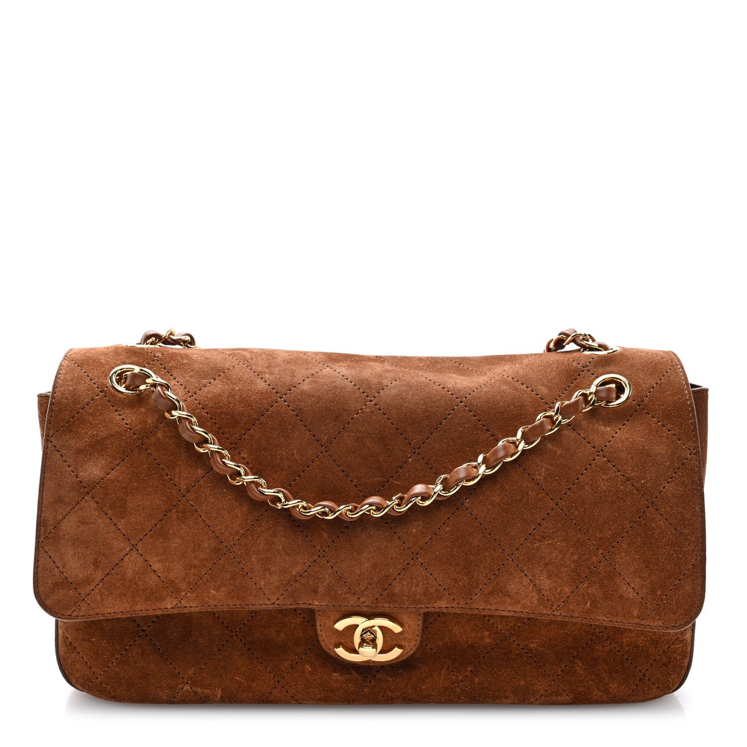 Chanel Suede Calfskin Small Souplissimo Maxi Flap Camel